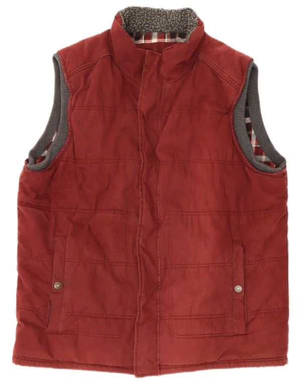 Fat Face Herre Polstret Gilet UK 44 2XL rødbrun bomuld