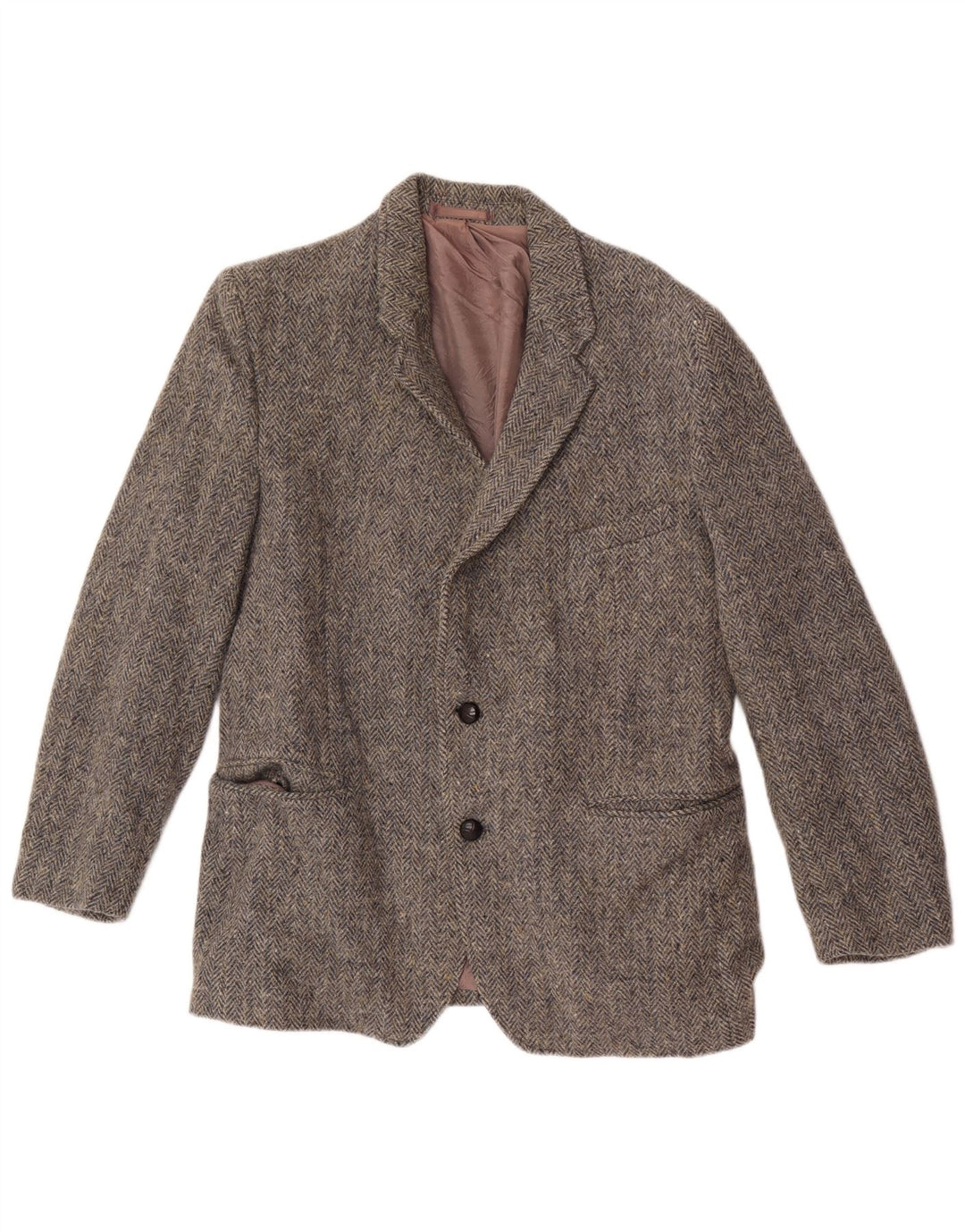 Harris Tweed Herre 2 Button Blazer Jacket UK 38 Medium Grey Sildebensuld