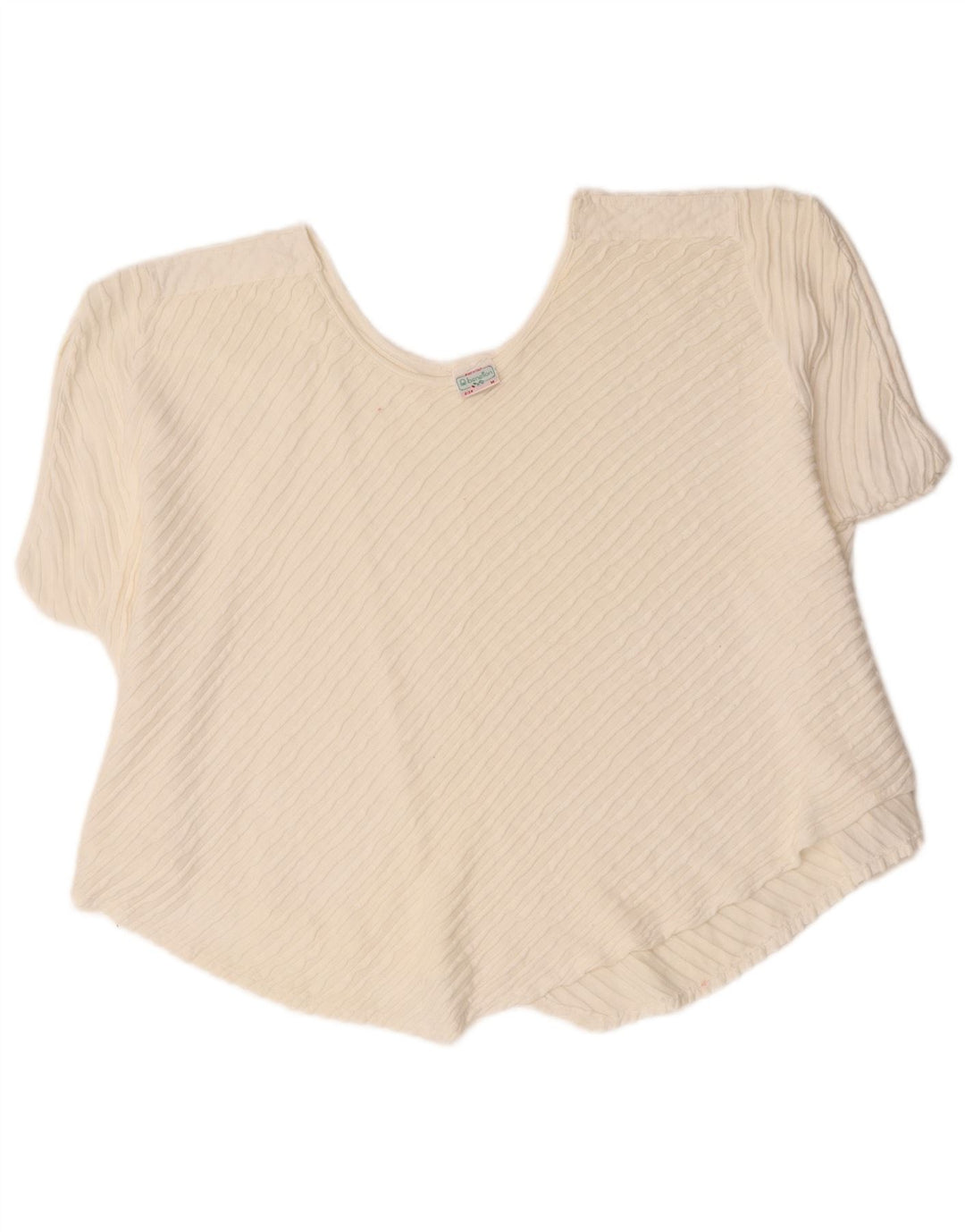 Benetton Dame Asymmetrisk Oversized Bluse Top UK 14 Medium Hvid Bomuld