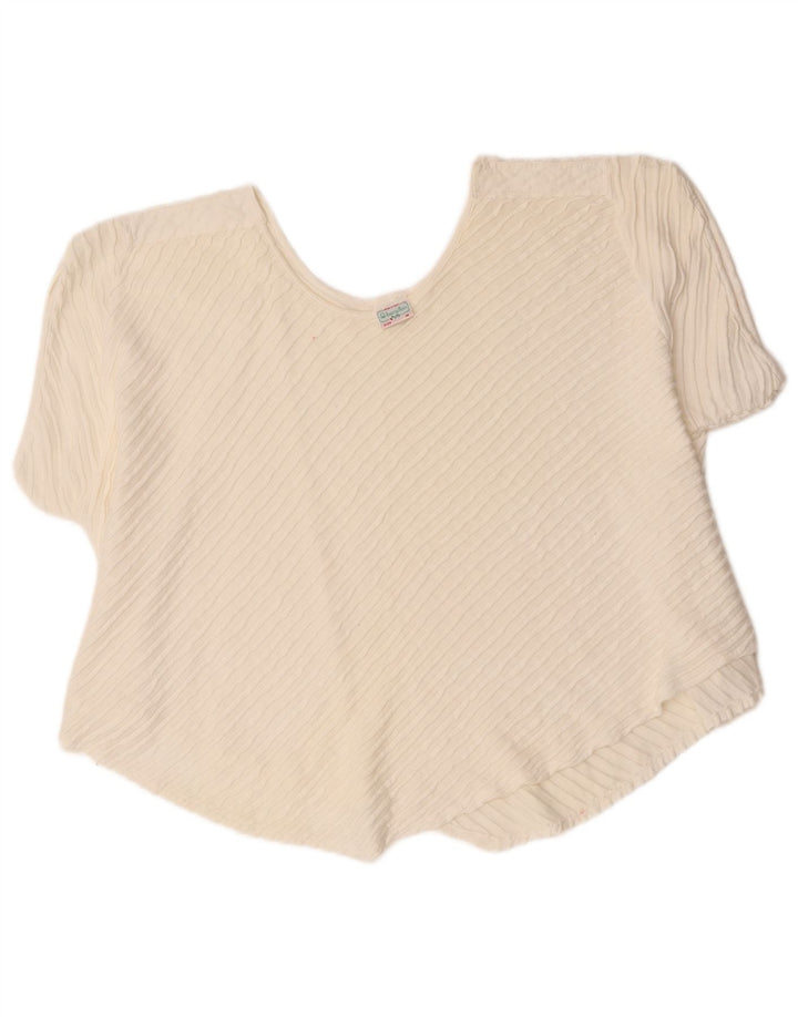 Benetton Dame Asymmetrisk Oversized Bluse Top UK 14 Medium Hvid Bomuld