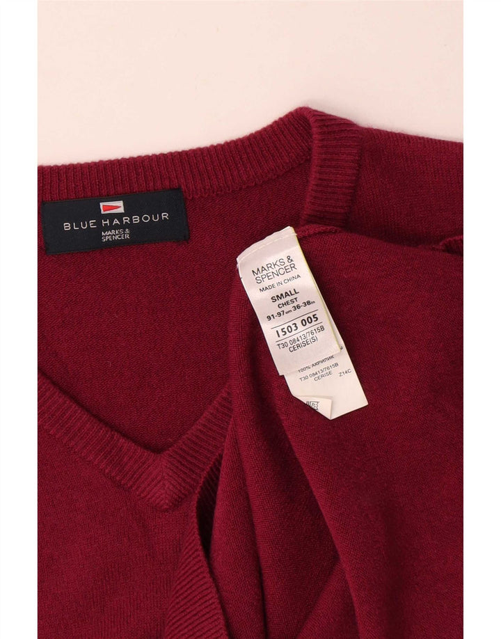 Marks & Spencer Herre Blue Harbor V-hals sweater lille rød akryl