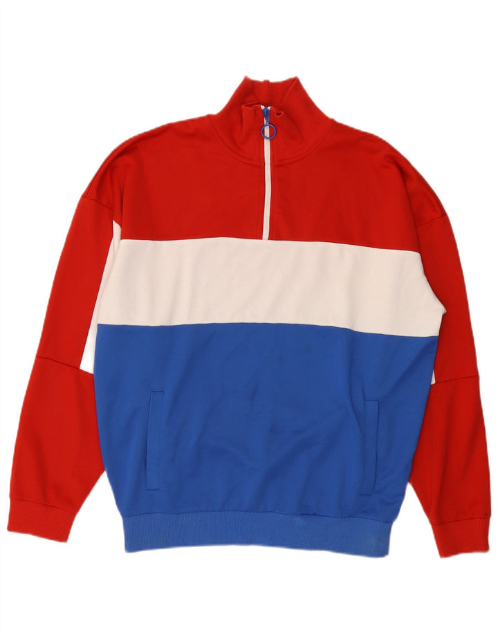ZARA Sweatshirt med lynlås til mænd Medium Multicolored Colourblock