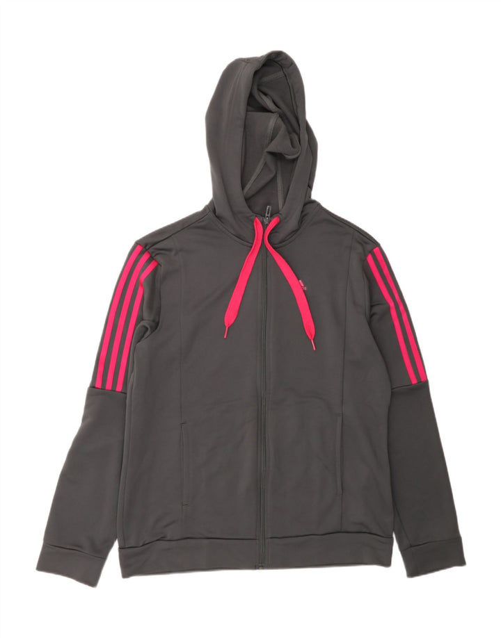 ADIDAS Womens Zip Hoodie Sweater UK 20/22 XL Grey Polyester Vintage Adidas and Second-Hand Adidas from Messina Hembry 