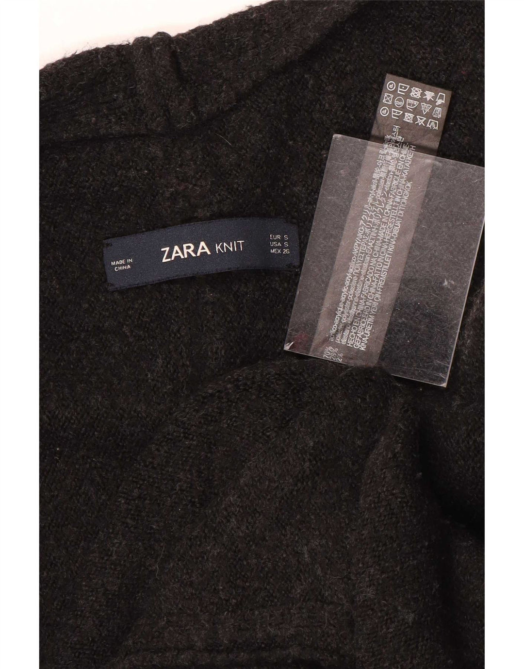 Zara Dame Asymmetrisk Åben Cardigan Sweater UK 10 Lille Grå Akryl
