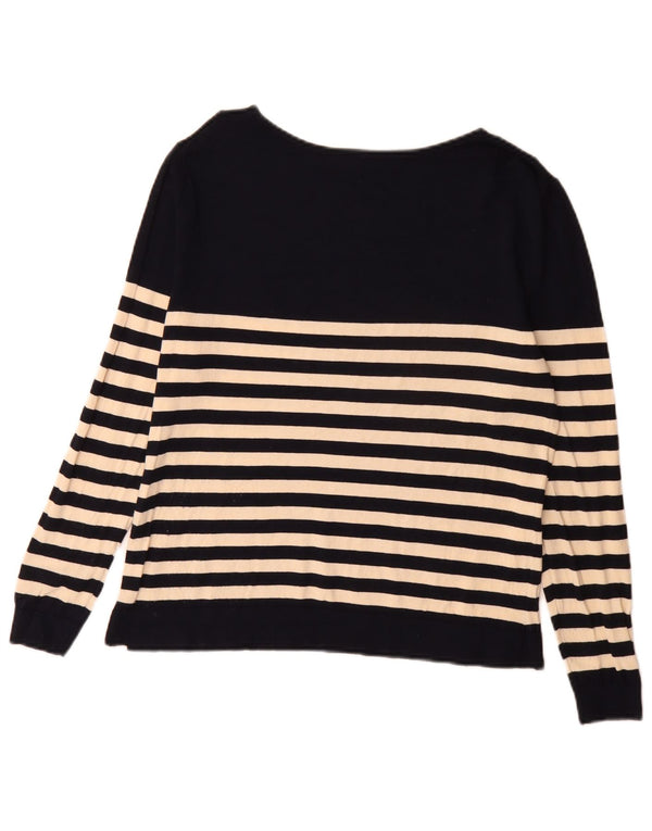 Zara Dame Boat Neck Jumper Sweater UK 10 Small Navy Blue Striped