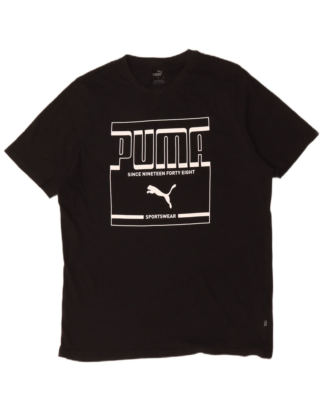 Puma Herre Grafisk T-Shirt Top Stor Sort Bomuld