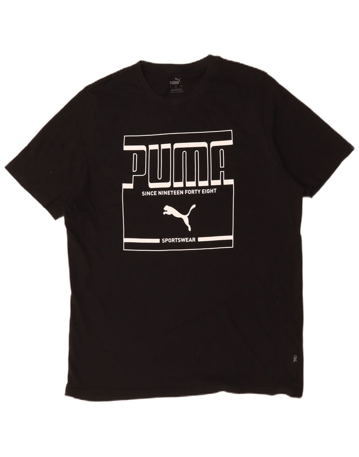 Puma Herre Grafisk T-Shirt Top Stor Sort Bomuld
