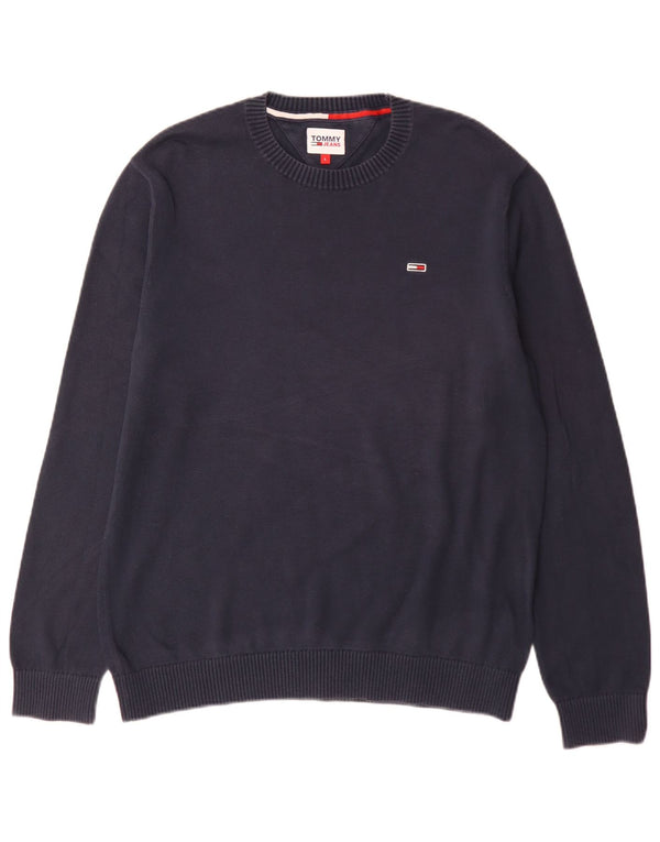 Tommy Hilfiger Herre Crew Neck Jumper Sweater Large Navy Blue Bomuld