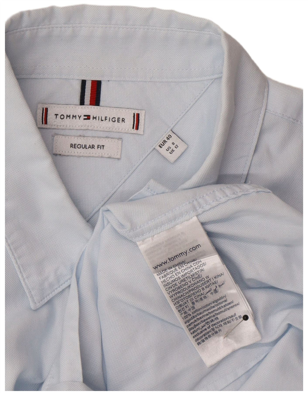 Tommy Hilfiger Dame Regular Fit Skjorte UK 12 Medium Blue Cotton Classic