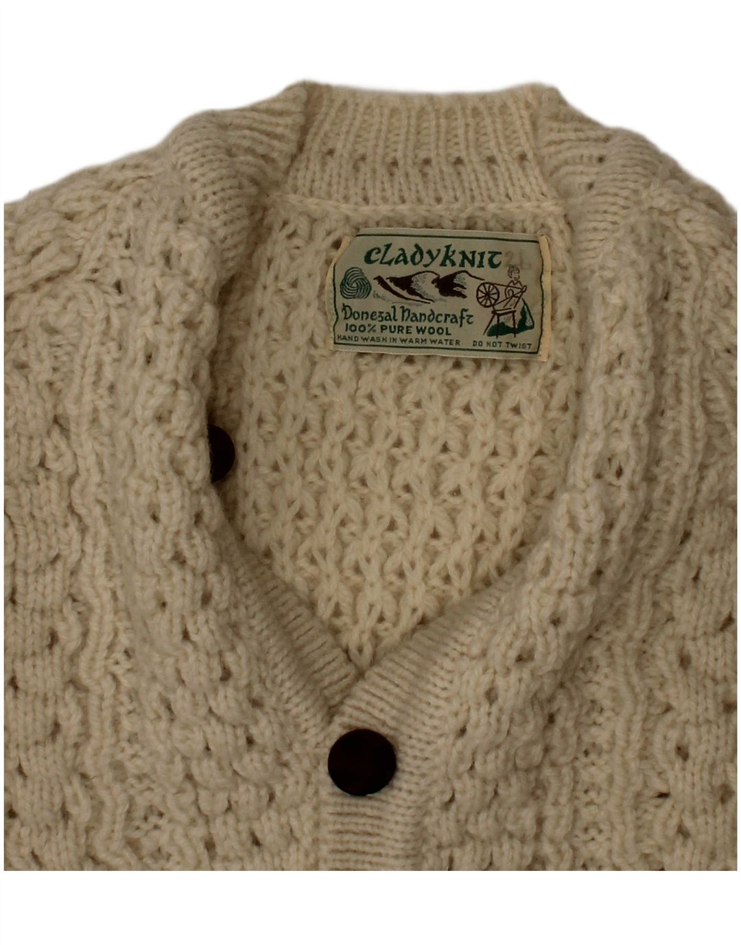 Cladyknit drenge cardigan sweater 3-4 år beige uld