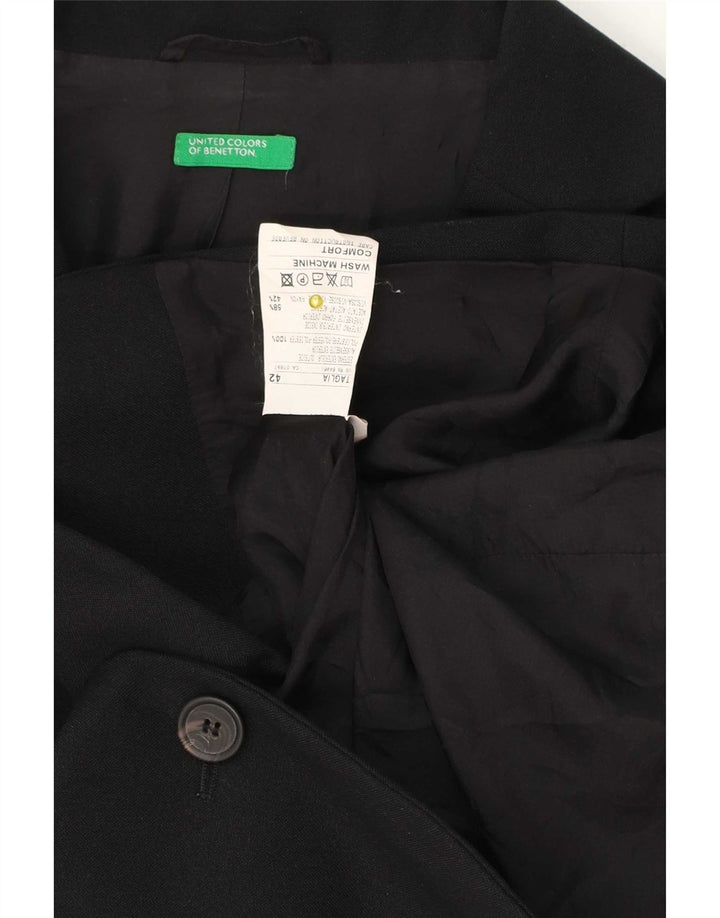 Benetton Dame 3-knaps blazerjakke IT 42 Medium Sort Polyester