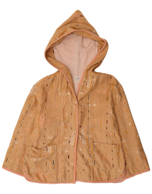 Forte Dame Hooded Coat UK 16 Large Beige Spotted Viscose