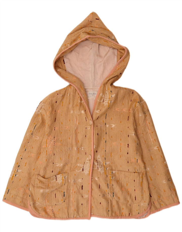 Forte Dame Hooded Coat UK 16 Large Beige Spotted Viscose