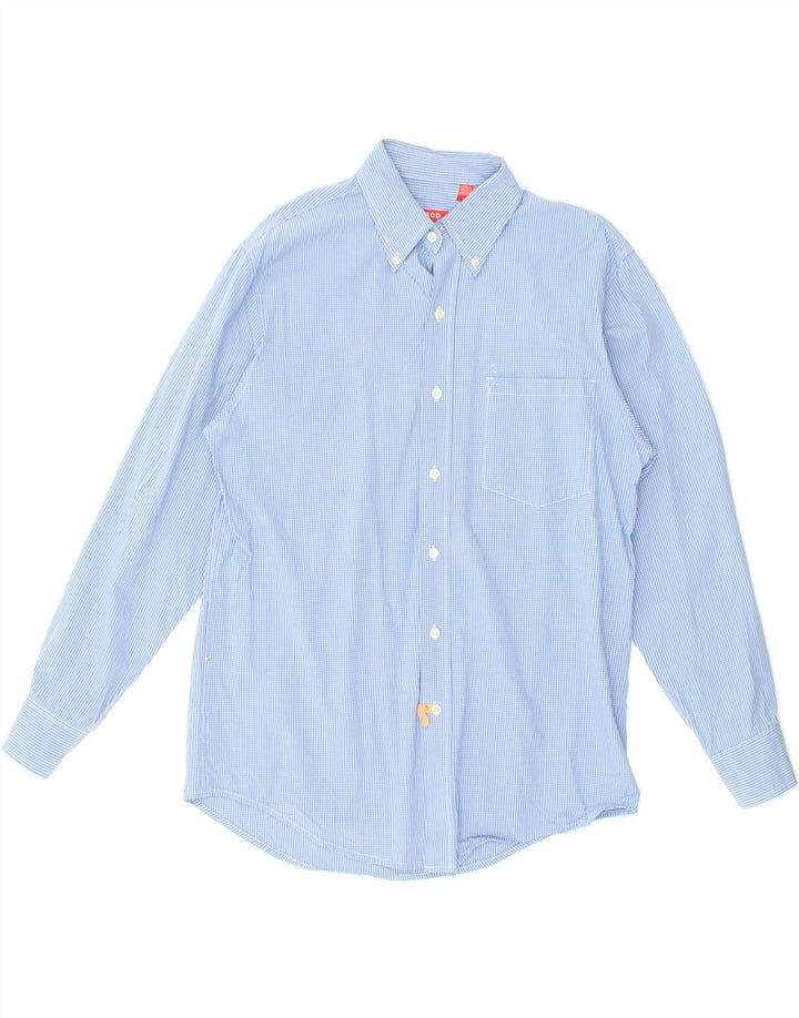 IZOD Mens Shirt Medium Blue Gingham Cotton Vintage Izod and Second-Hand Izod from Messina Hembry 