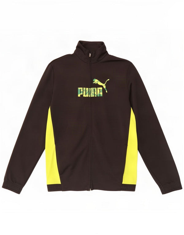 Puma Boys Graphic Tracksuit Top Jacket 15-16 Years 2XL Black Colourblock