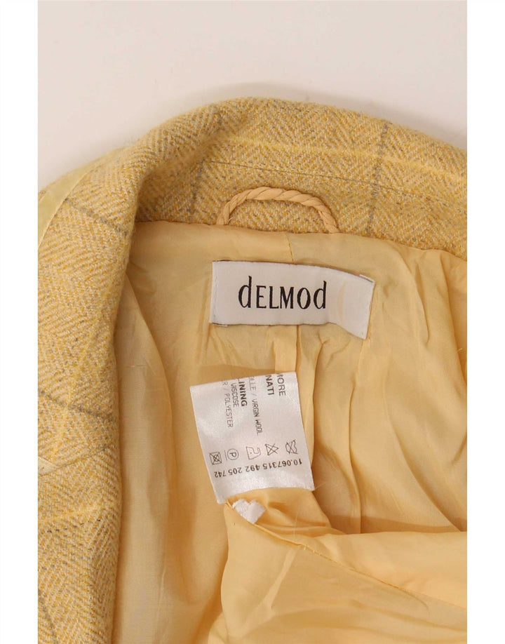 Delmod Dame 2 Button Blazer Jacket UK 16 Large Yellow Plaid