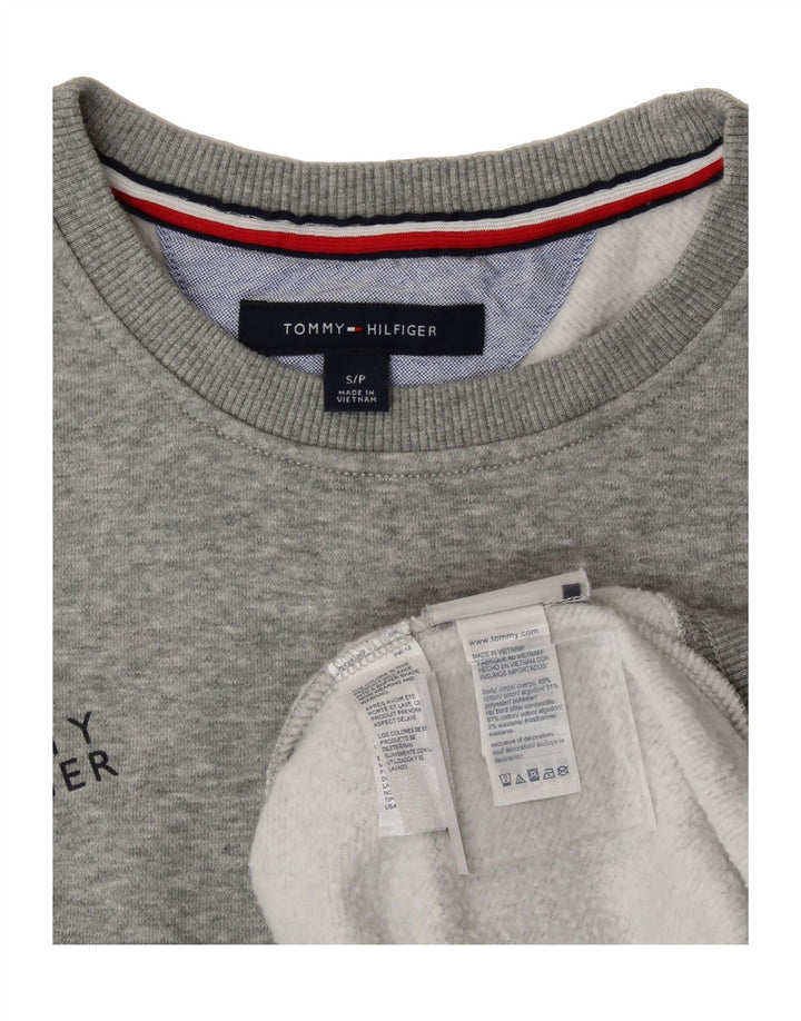 TOMMY HILFIGER Mens Graphic Sweatshirt Jumper Small Grey Cotton Vintage Tommy Hilfiger and Second-Hand Tommy Hilfiger from Messina Hembry 