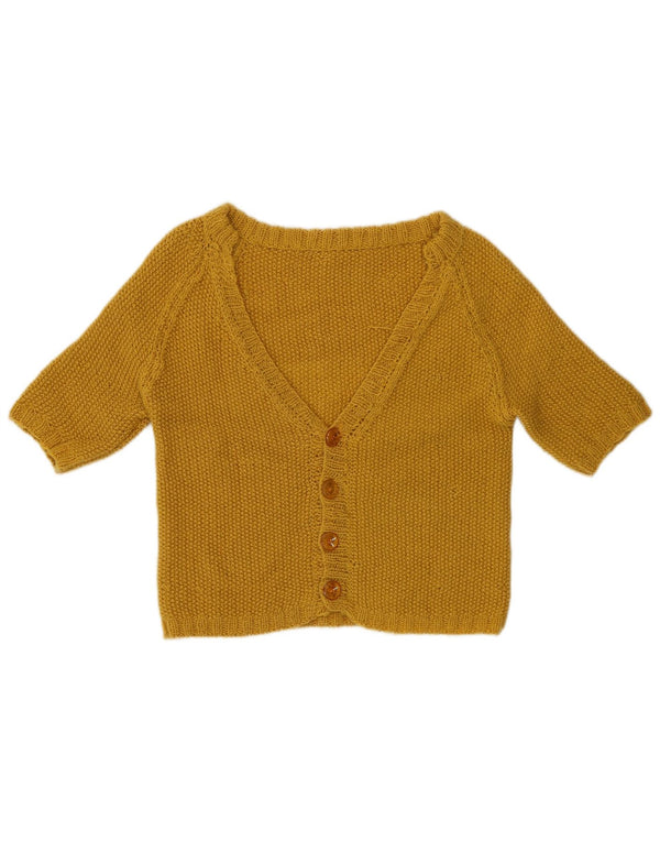 Vintage Dame 1/2 ærmet Crop Cardigan Sweater UK 10 Small Green