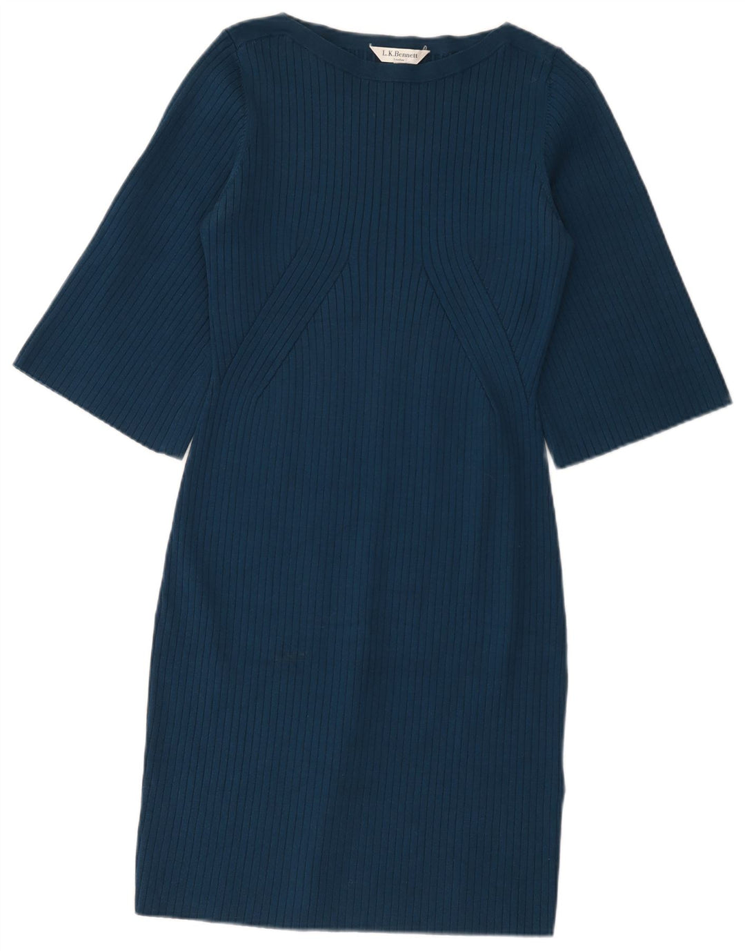 L.K. Bennett Kvinders 3/4-ærmede Skedekjole UK 12 Medium Blue Viscose