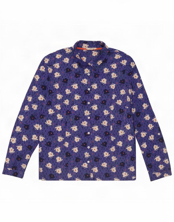 White Stuff Dameskjorte UK 14 Large Navy Blue Floral Cotton