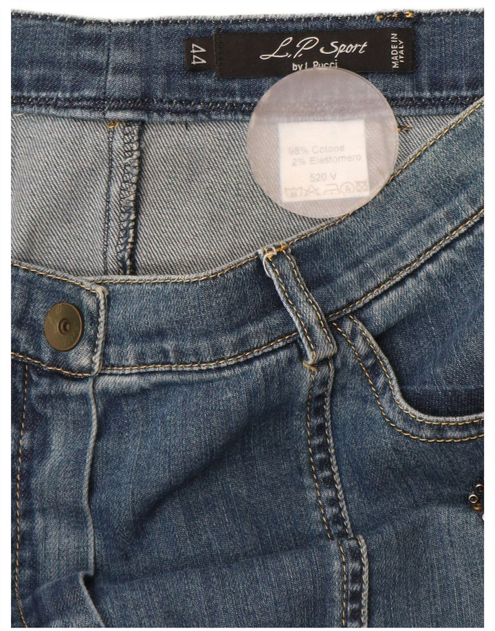 L.Pucci Dame Denim Nederdel IT 44 Medium W28 Blå Bomuld