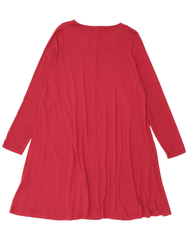 Marks & Spencer Dame Langærmet T-Shirt Kjole UK 16 Large Burgundy