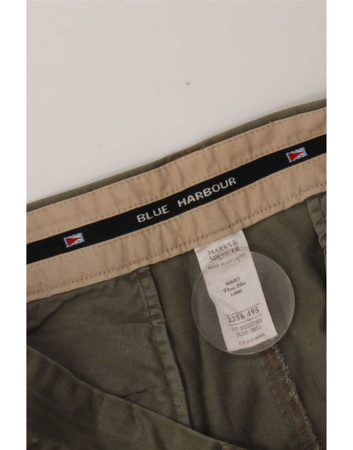 Marks & Spencer Herre Blue Harbor Pegged Chino Shorts W36 Large Khaki