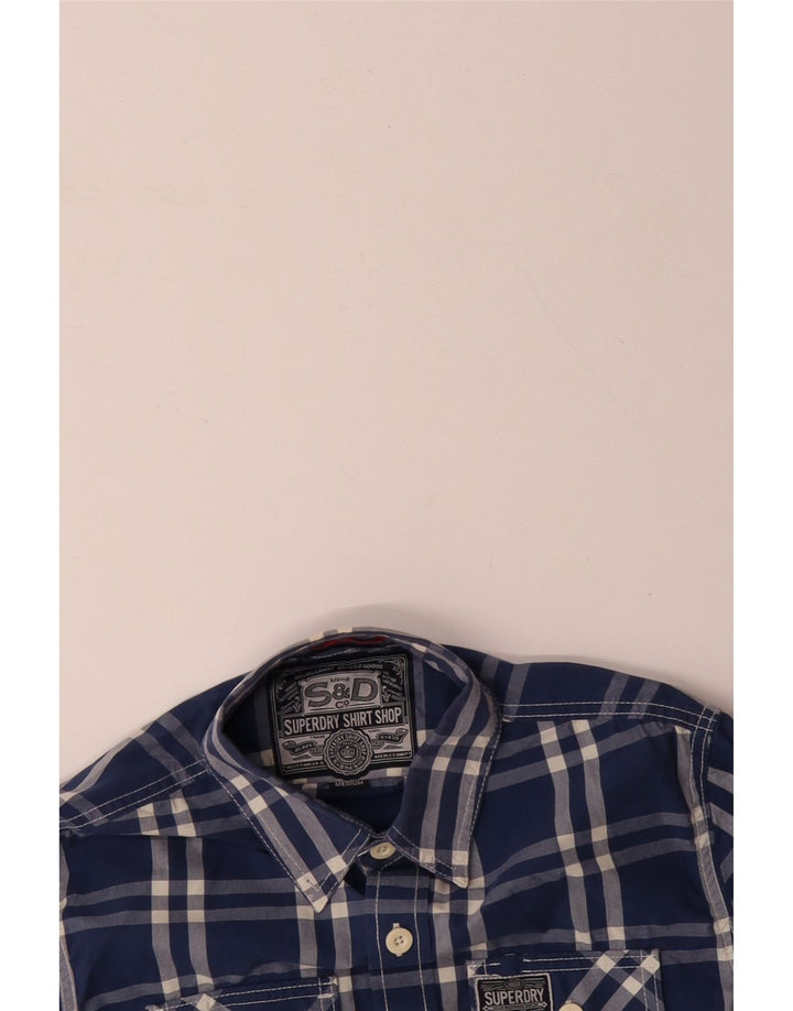 SUPERDRY Herreskjorte Medium Blue Plaid Bomuld