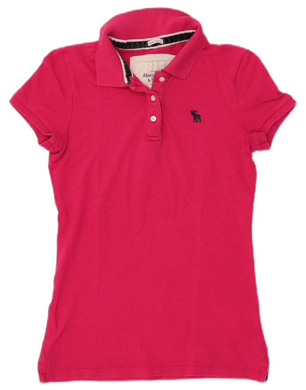 Abercrombie & Fitch Dame Polo Shirt UK 10 Small Pink Bomuld