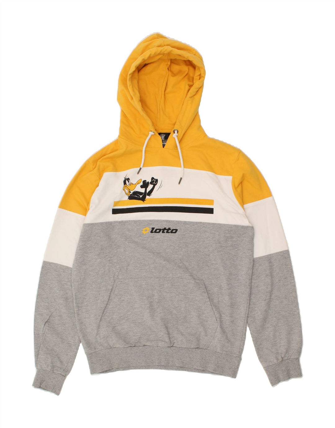 LOTTO Womens Graphic Hoodie Jumper UK 14 Medium Multicoloured Colourblock Vintage Lotto and Second-Hand Lotto from Messina Hembry 