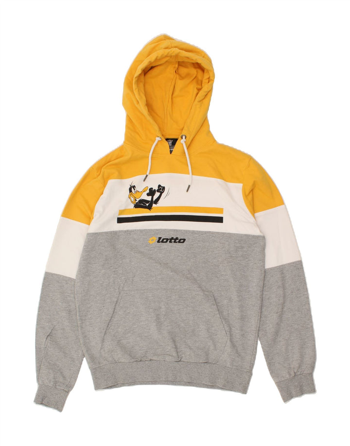 LOTTO Womens Graphic Hoodie Jumper UK 14 Medium Multicoloured Colourblock Vintage Lotto and Second-Hand Lotto from Messina Hembry 