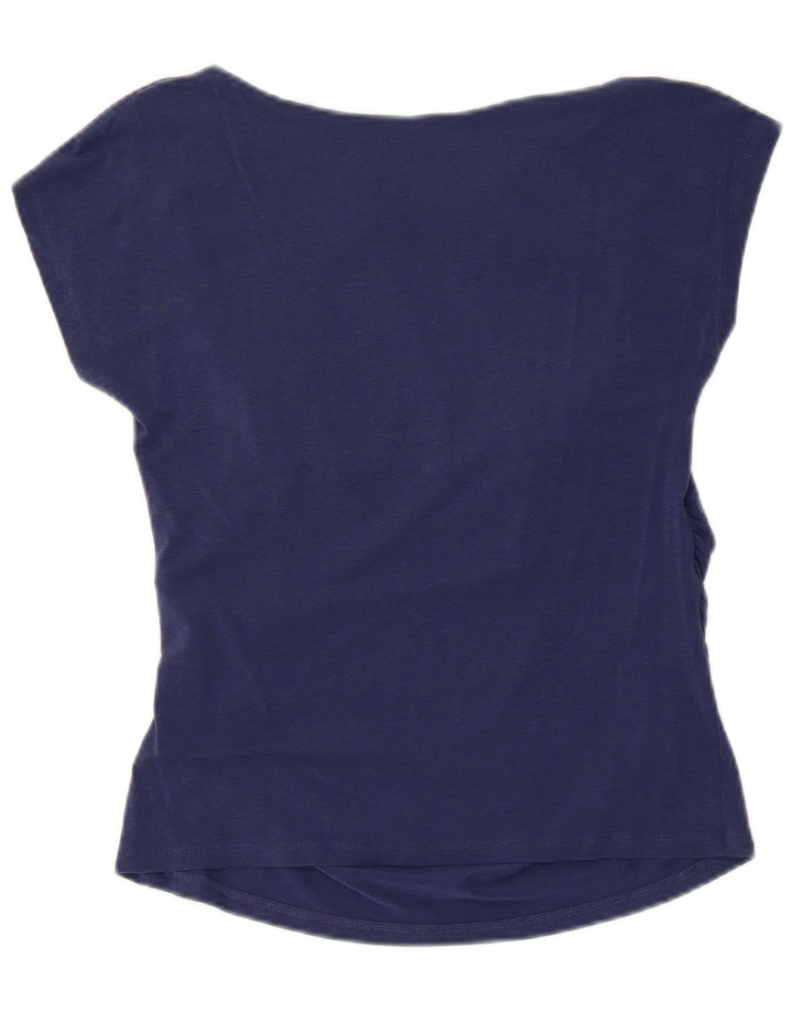 Max Mara Dame T-Shirt Top UK 12 Medium Navy Blue Lyocell