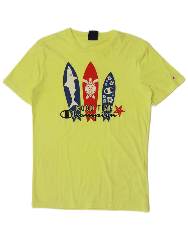 Champion Boys Grafisk T-Shirt Top 13-14 år XL Gul Bomuld