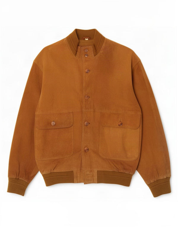 Vintage herre ruskind bomberjakke IT 54 2XL beige læder