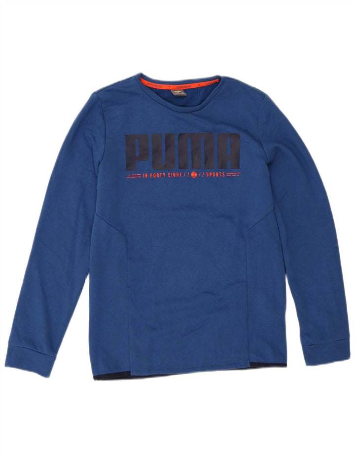 Puma Boys Grafisk Top Langærmet 13-14 År Blå Bomuld