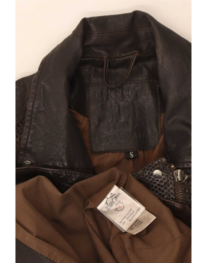 Eightth Sin Womens Læder Biker Jacket UK 10 Small Brown