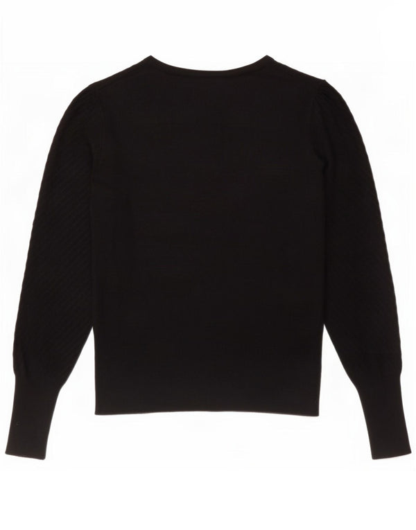 Marks & Spencer Dame Boat Neck Jumper Sweater UK 14 Medium Black Viscose