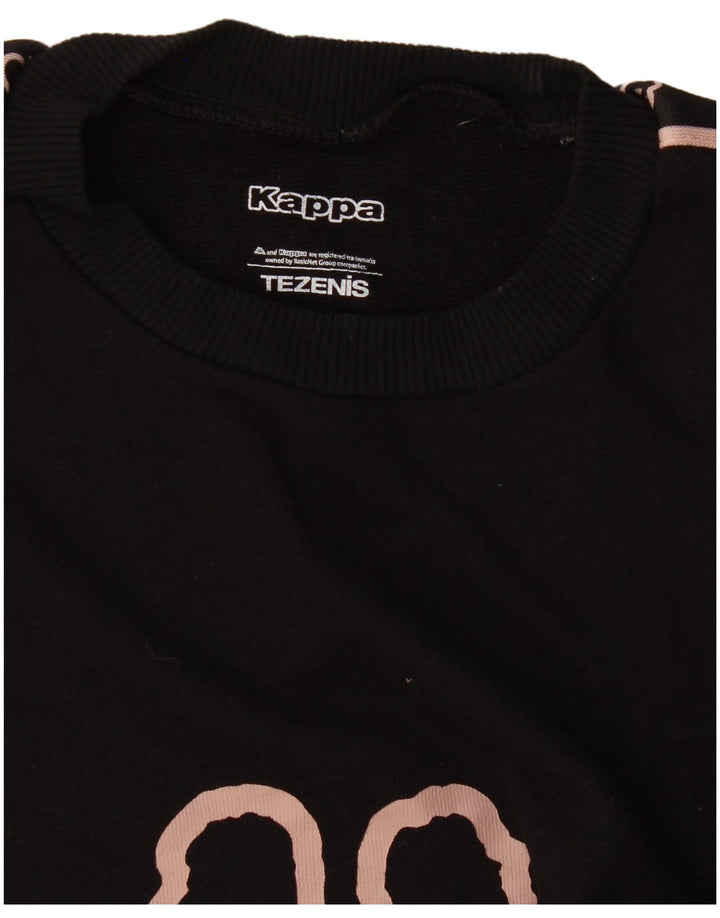 Kappa Dame Tezenis Graphic Sweatshirt Jumper UK 16 Large Black