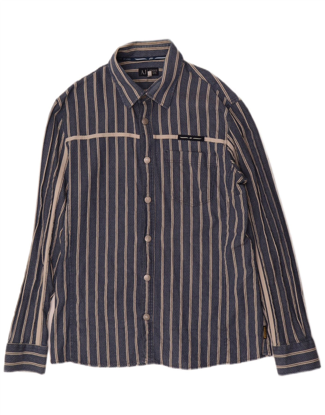 ARMANI JEANS Herreskjorte 2XL Blå Stribet