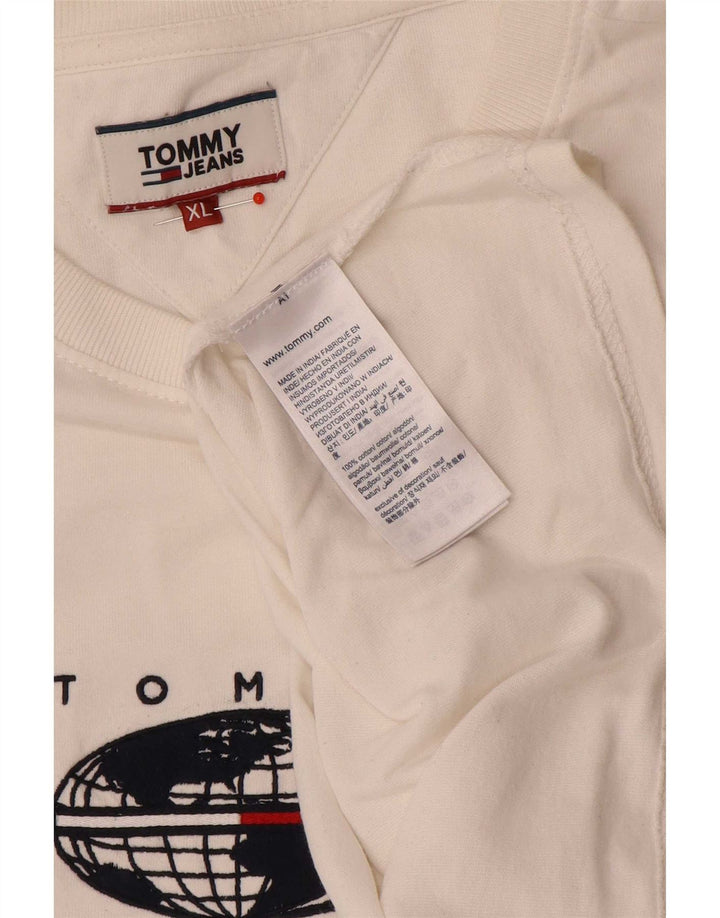 Tommy Hilfiger Herre Grafisk Top Langærmet XL Hvid Bomuld