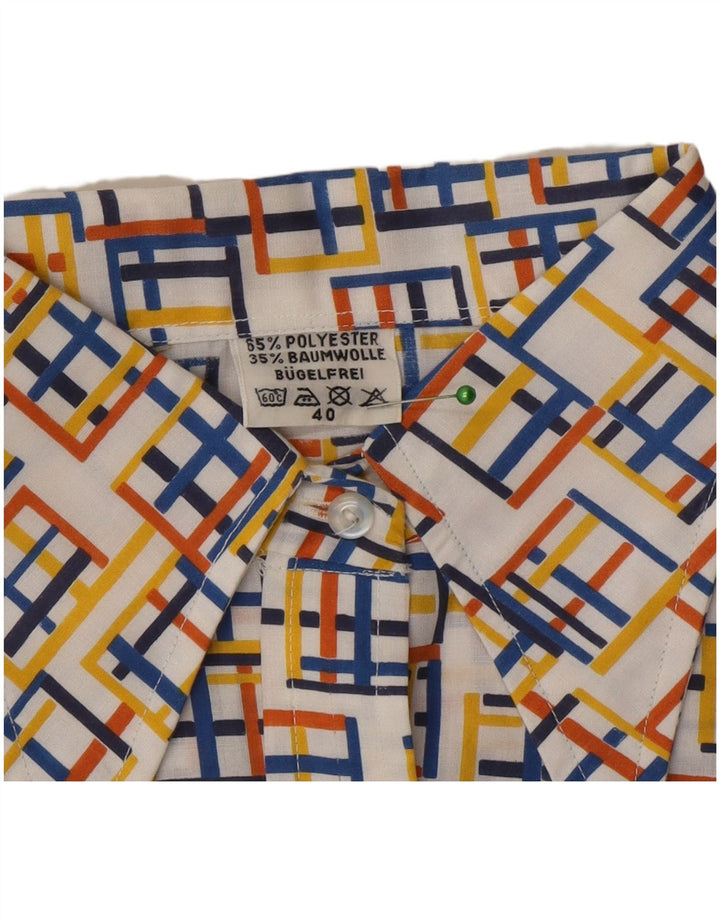 Vintage dameskjorte bluse EU 40 Medium flerfarvet geometrisk polyester