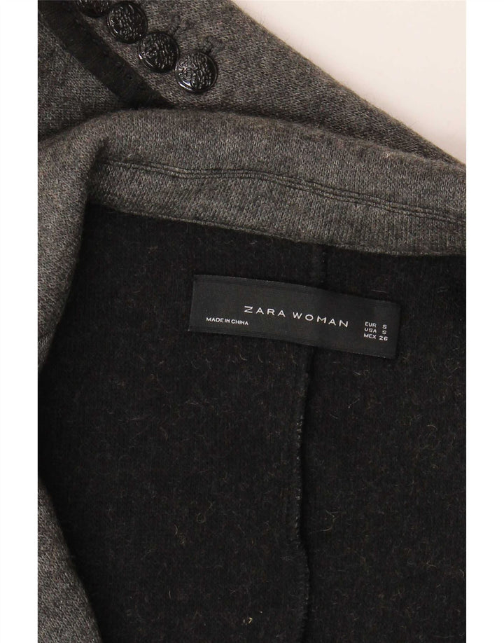 Zara Dame 2 Button Knit Blazer Jacket UK 10 Small Grey