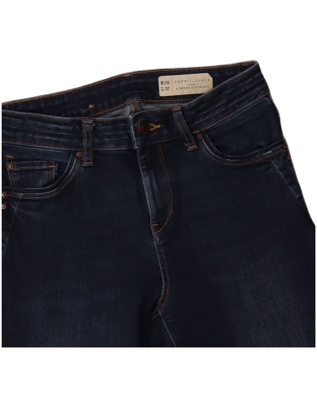 ESPRIT Dame Skinny Jeans W28 L32 Marineblå Bomuld