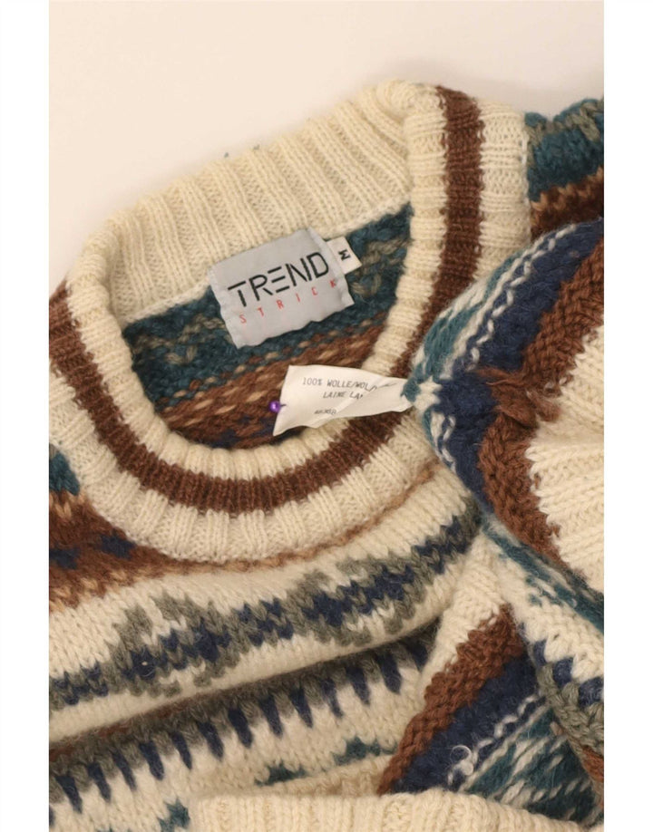 Vintage trøje med rund hals til mænd Medium Beige Fair Isle Wool