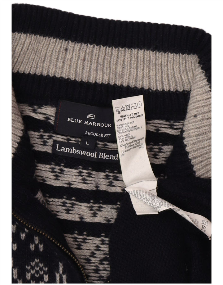 Marks & Spencer Herre Blue Harbor Zip Neck Jumper Sweater Large Navy Blue
