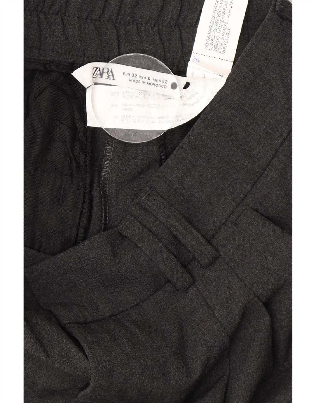 Zara Dame Pegged jakkesæt bukser EU 32 2XS W22 L26 Grå Polyester