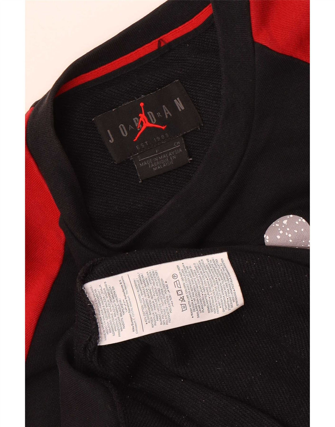 Jordan Herre Grafisk Sweatshirt Jumper Lille Sort Colourblock Bomuld