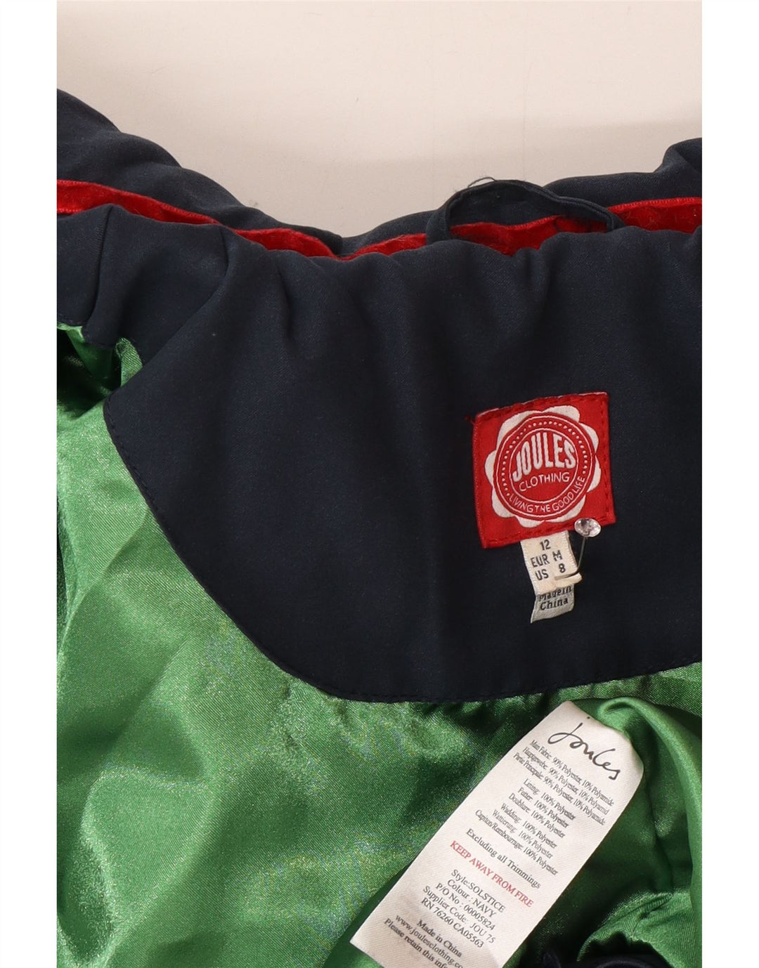 Joules Dame Polstret Jakke UK 12 Medium Navy Blue Polyester