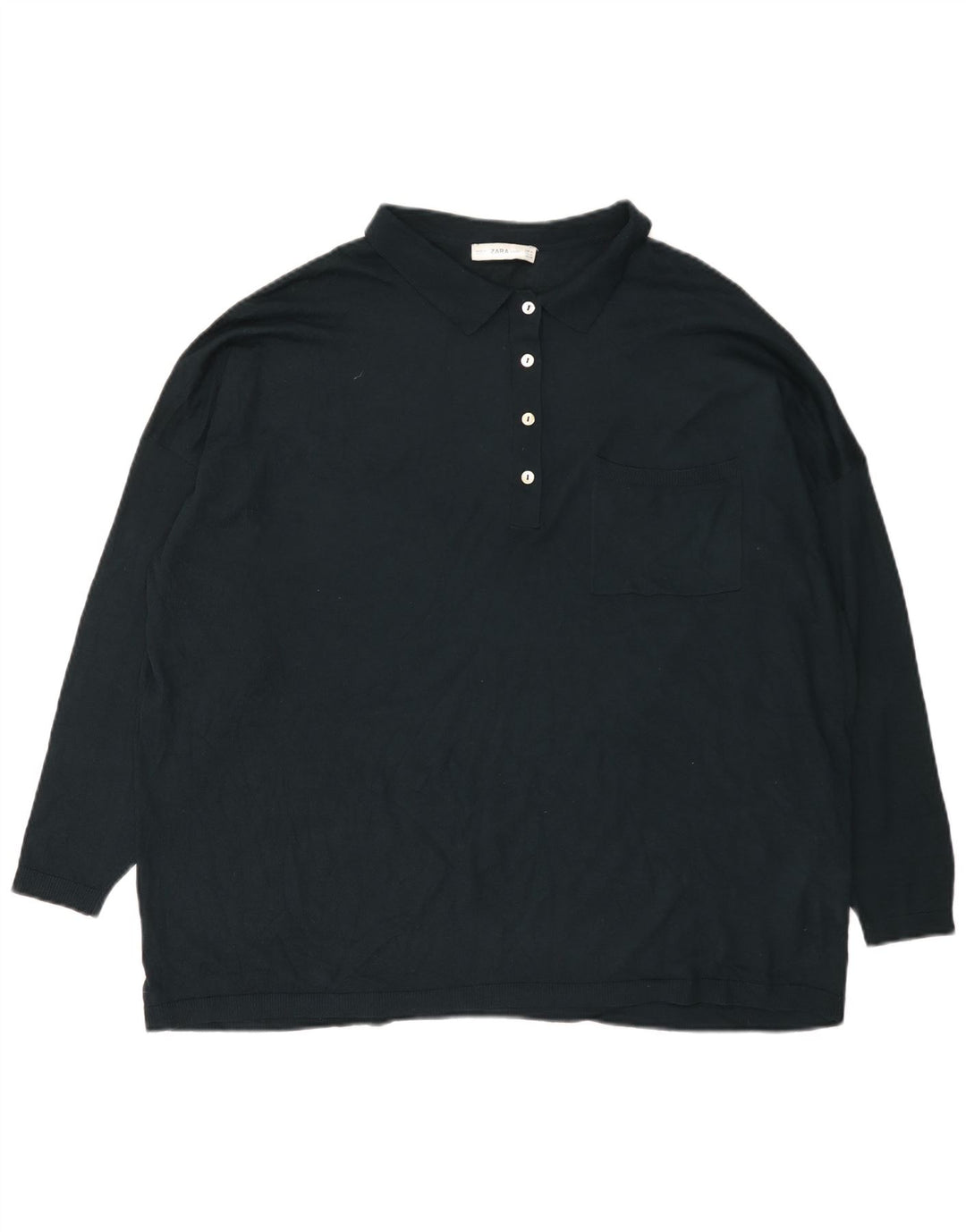 Zara Dame Oversized Polo Neck Jumper Sweater UK 14 Medium Grøn Modal