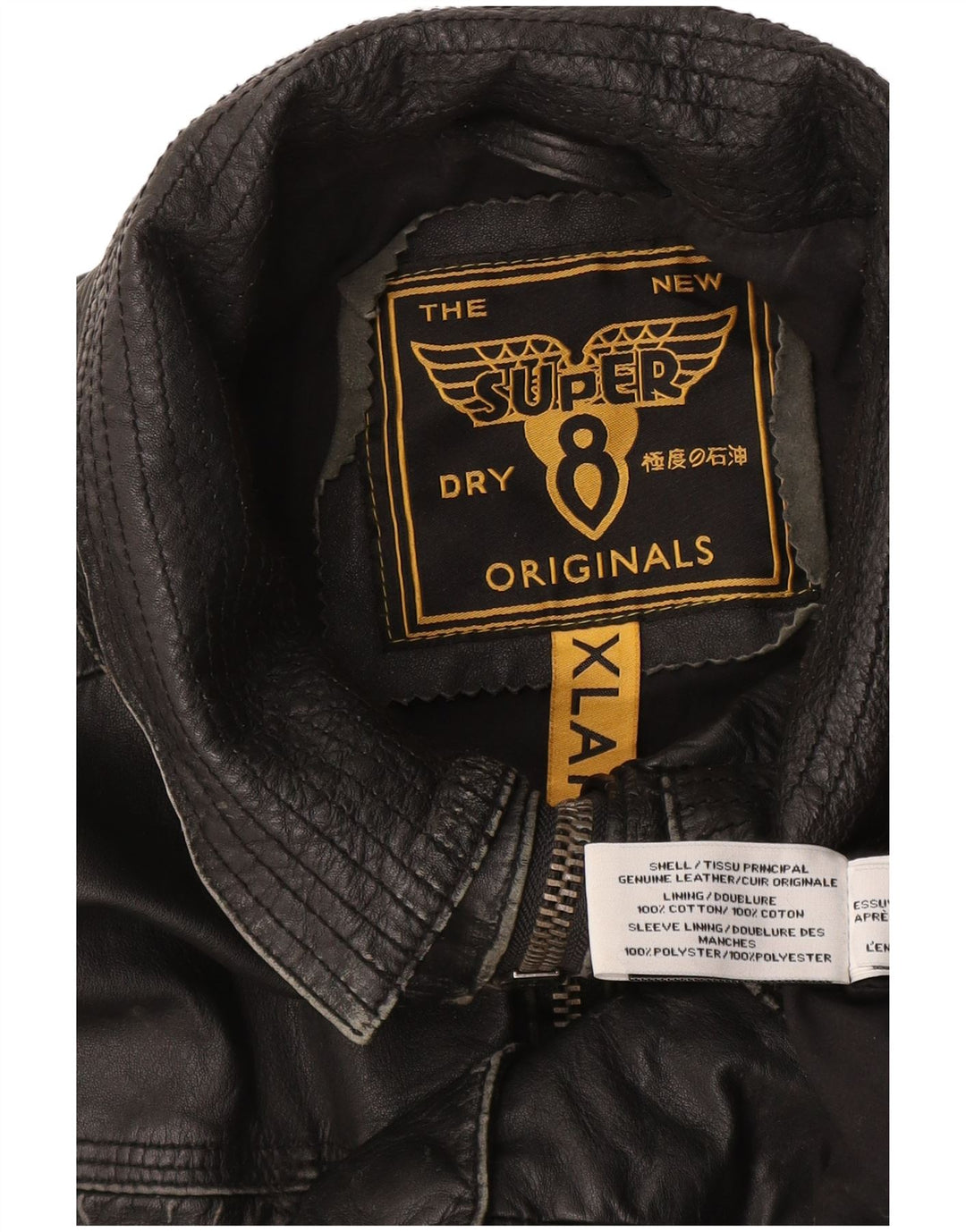 Superdry Herre Læderjakke UK 42 XL Sort Læder